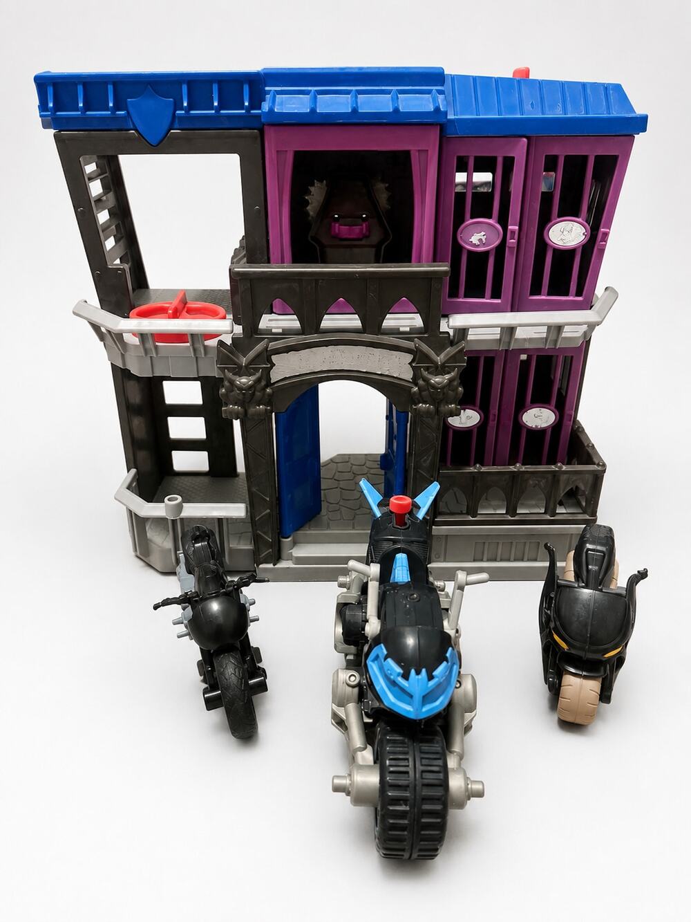 Batman Batcave Playset with 3 Batcycles & Jail Cells DC Super Heroes Toy Lot